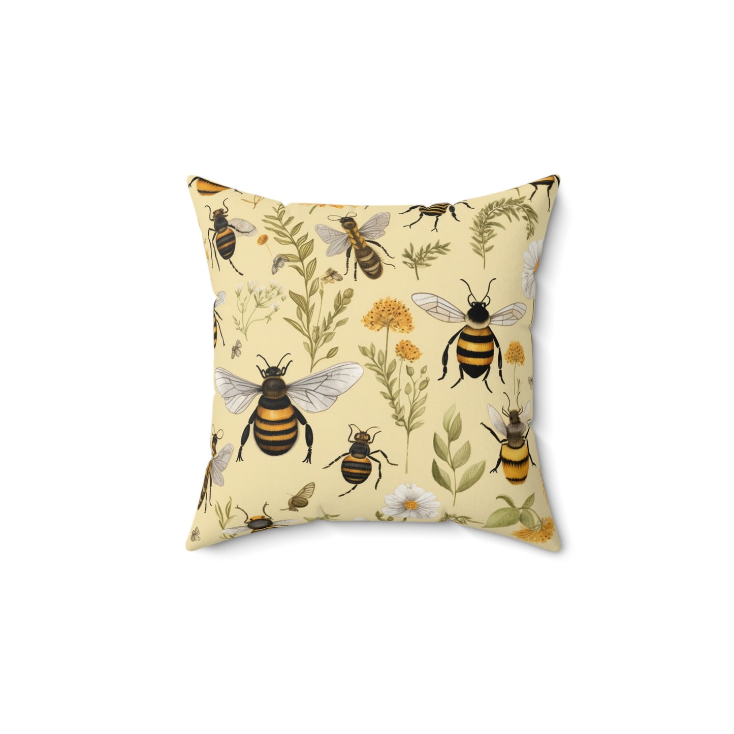 Whimsical Bees & Honeycombs Nature-Friendly Pattern Design Spun Polyester Square Pillow