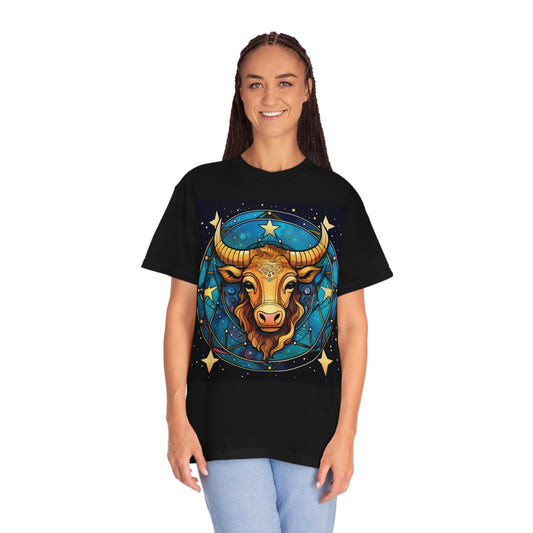 Tauro Constelación Signo del Zodíaco Astrología Arte Cósmico - Camiseta unisex teñida de ropa