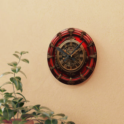 Red Steampunk Cyberpunk, Acrylic Wall Clock