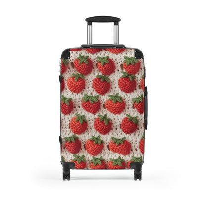 Strawberry Traditional Japanese, Crochet Craft, Fruit Design, Red Berry Pattern - Suitcase