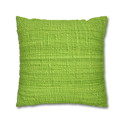 Lush Grass Neon Green: estilo de tela primaveral inspirado en la mezclilla - Funda de almohada cuadrada de poliéster hilado