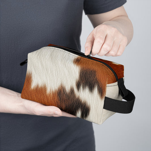 Hair Cowhide Leather Natural Design Tough Durable Rugged Style - Toiletry Bag