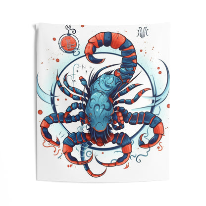 Cute Scorpio Zodiac Sign - Big Claws, Long Tail Cosmic Astrology Symbol - Indoor Wall Tapestries