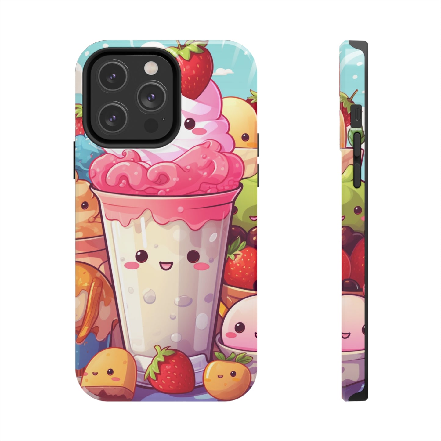 Strawberry Japan Milkshake - Kawaii Dessert Delight - Sweet Berry Anime Character - Tough Phone Cases