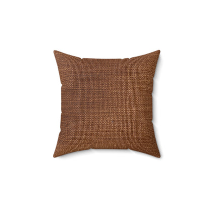 Luxe Dark Brown: Denim-Inspired, Distinctively Textured Fabric - Spun Polyester Square Pillow