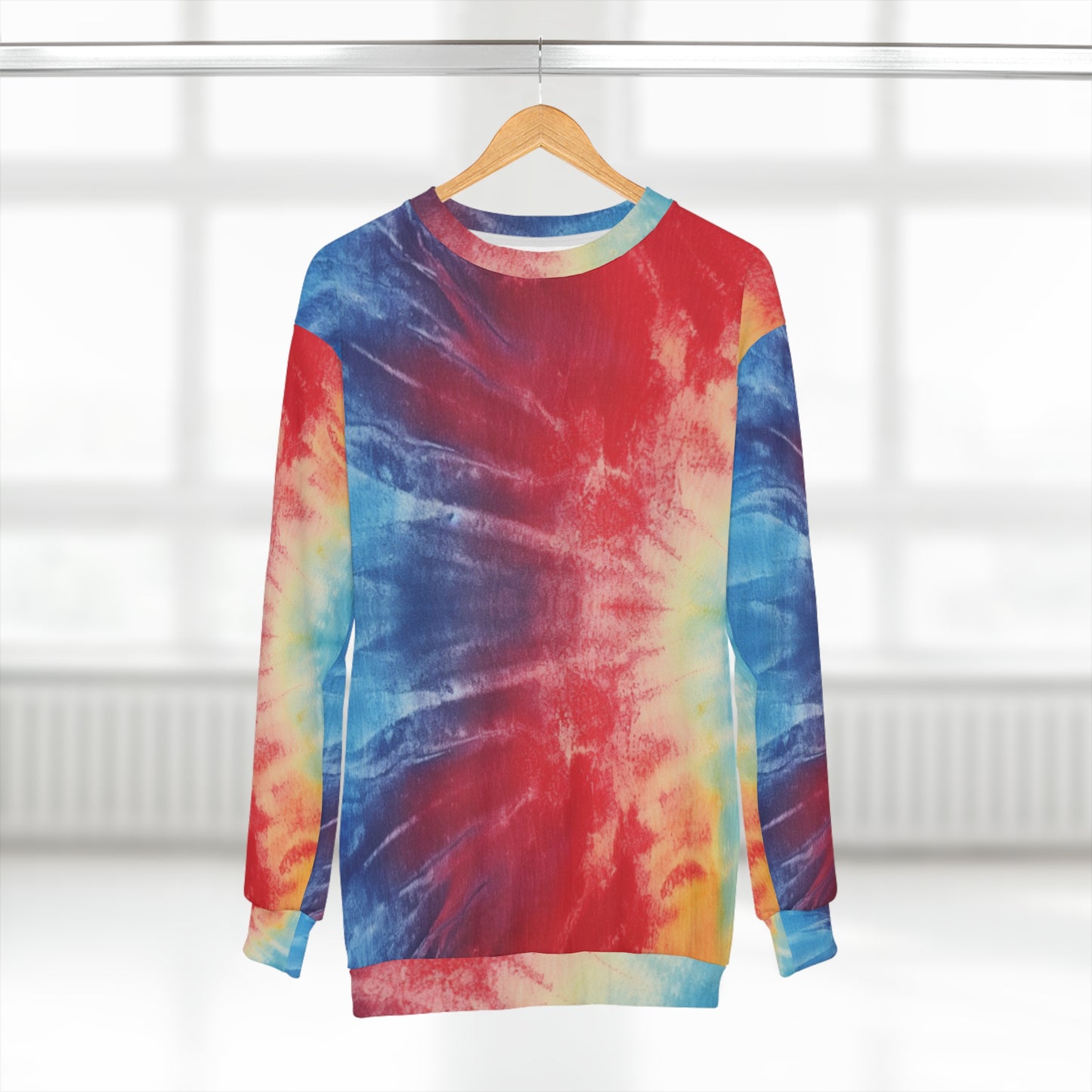 Rainbow Tie-Dye Denim: Vibrant Multi-Color, Fabric Design Spectacle - Unisex Sweatshirt (AOP)