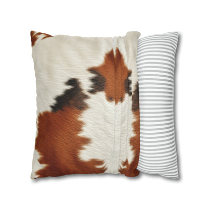 Hair Cowhide Leather Natural Design Tough Durable Rugged Style - Spun Polyester Square Pillow Case