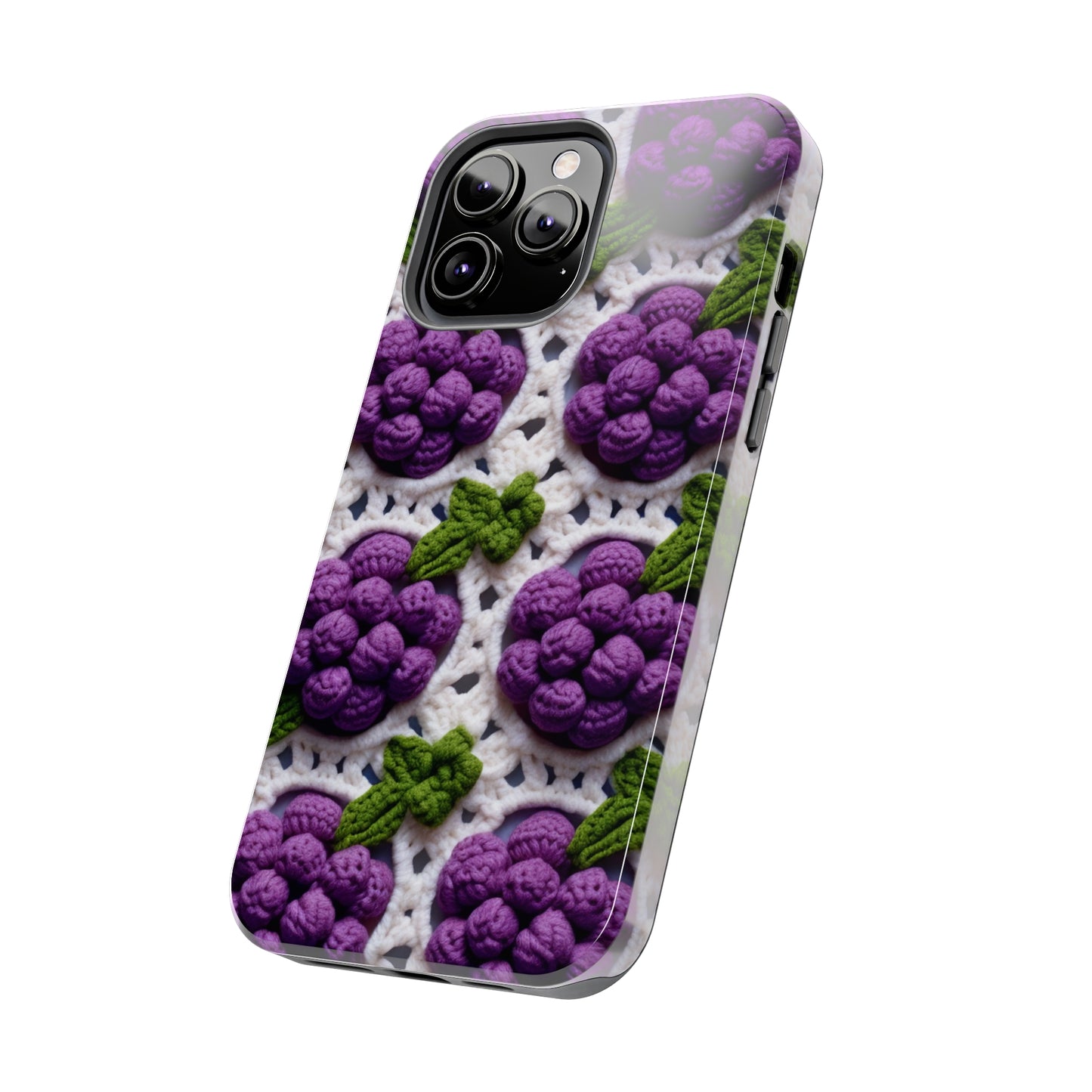 Crochet Grapes Pattern - Granny Square Design - Fresh Fruit Pick - Orchard Purple Snack Food - Tough Phone Cases