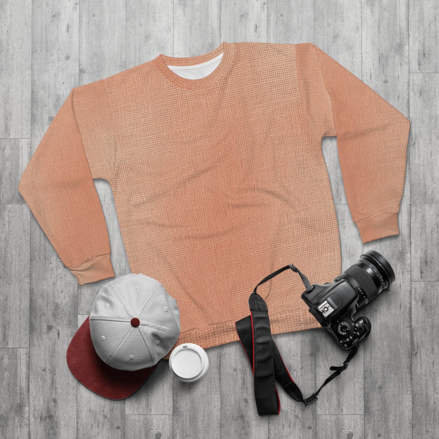 Soft Pink-Orange Peach: Denim-Inspired, Lush Fabric - Unisex Sweatshirt (AOP)