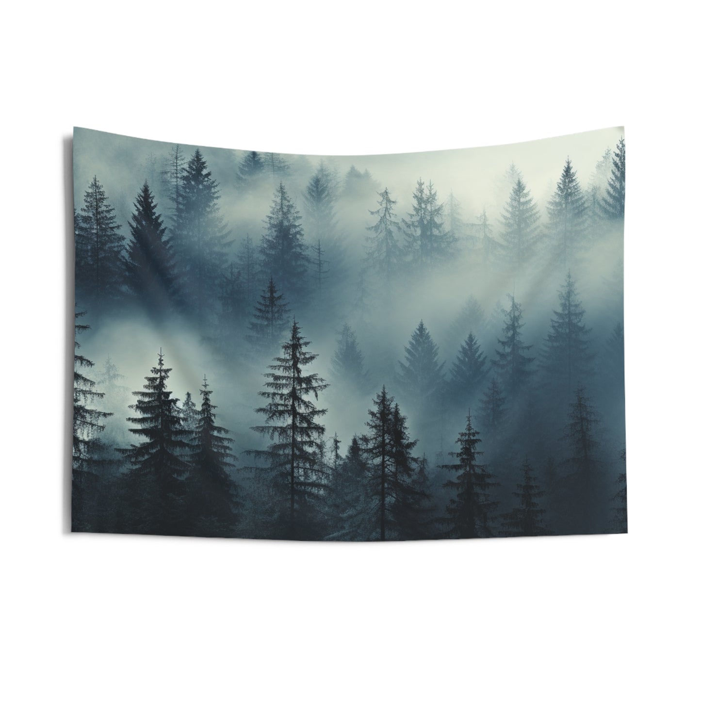 Foggy Forest Tapestry, Pine Tree Landscape Wall Hanging, Nature View Misty Mountain Home Decor for Living Room, Bedroom - Indoor Wall Tapestries