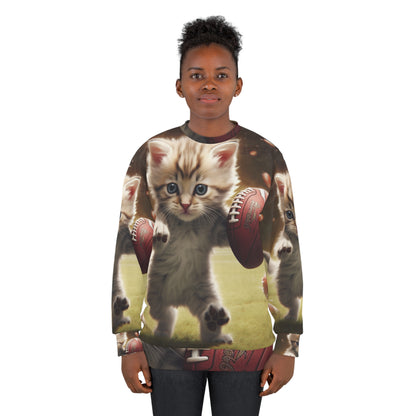 Football Kitty Fantasy: Feline Cat American Sport Quarterback - Unisex Sweatshirt (AOP)