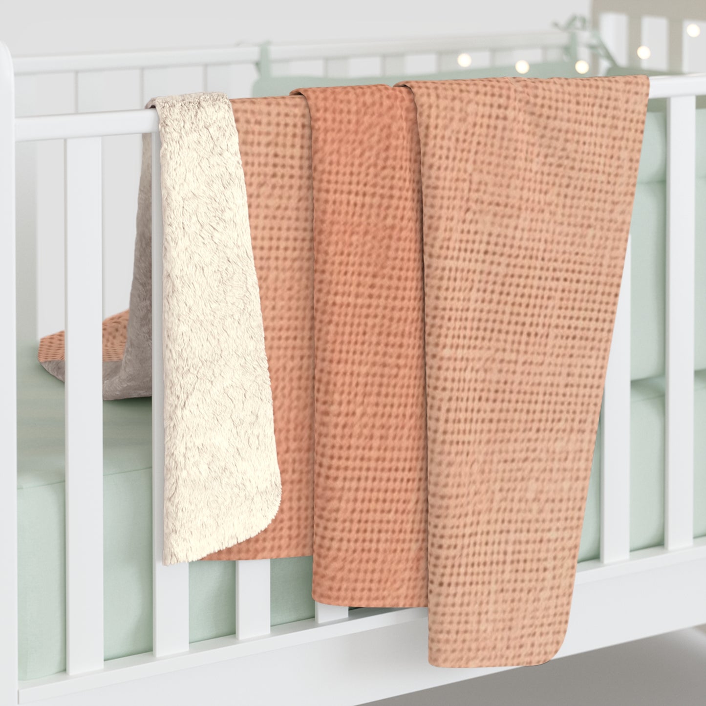 Soft Pink-Orange Peach: Denim-Inspired, Lush Fabric - Sherpa Fleece Blanket