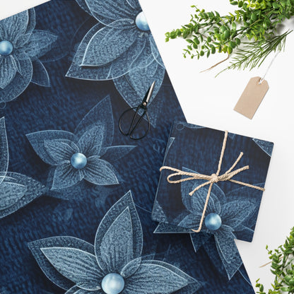 Hawaiian Flower Design - Denim-Inspired Decor Piece - Wrapping Paper