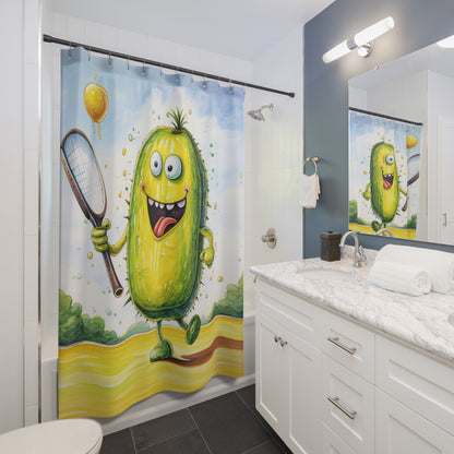 Pickleball Sport: Athletic Pickle Playing Game with Net and Paddle - Shower Curtains