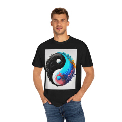 Yin Yang Symbol, Colorful Paint Style - Artistic Decor - Unisex Garment-Dyed T-shirt