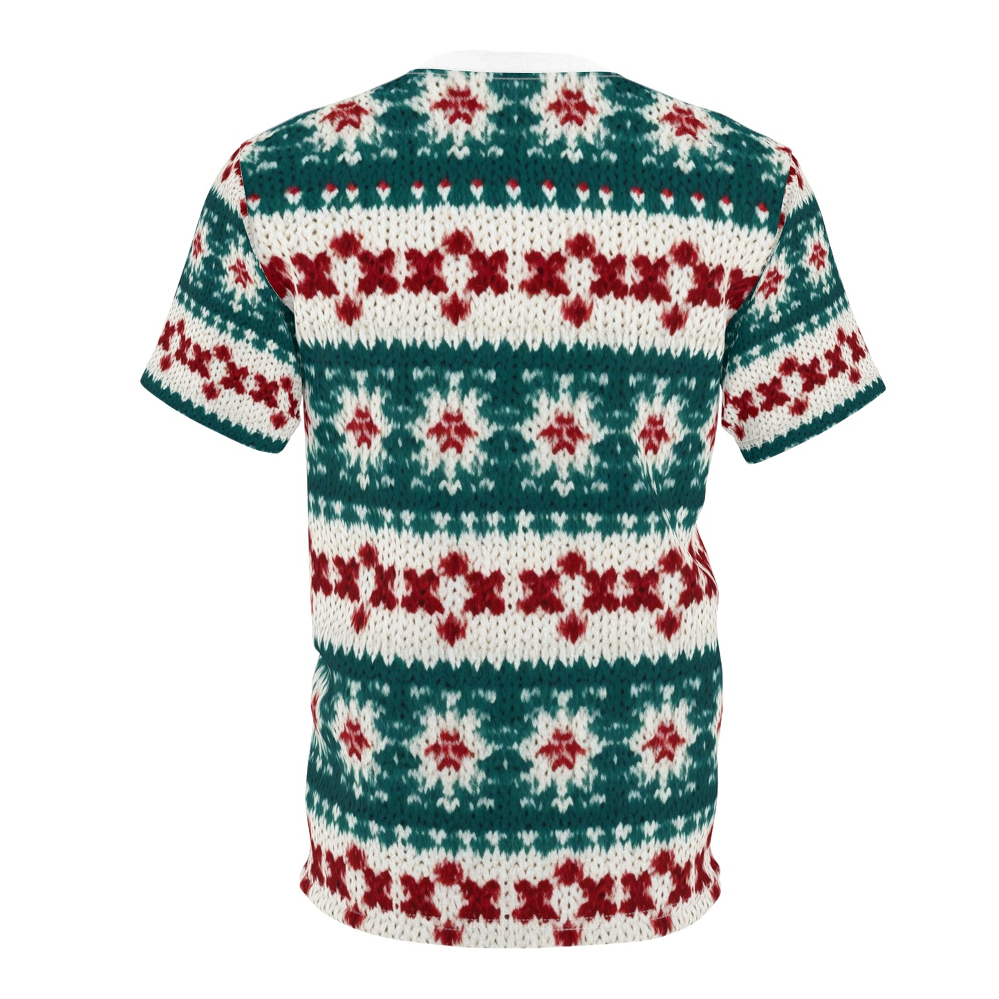 Christmas Knit Crochet Holiday, Festive Yuletide Pattern, Winter Season - Unisex Cut & Sew Tee (AOP)