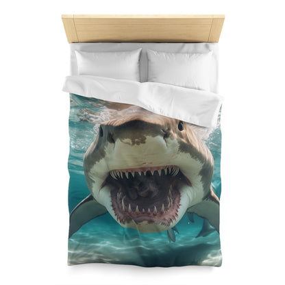 Bull Shark: River Monster Menace - Realistic Dark Water Predator - Microfiber Duvet Cover