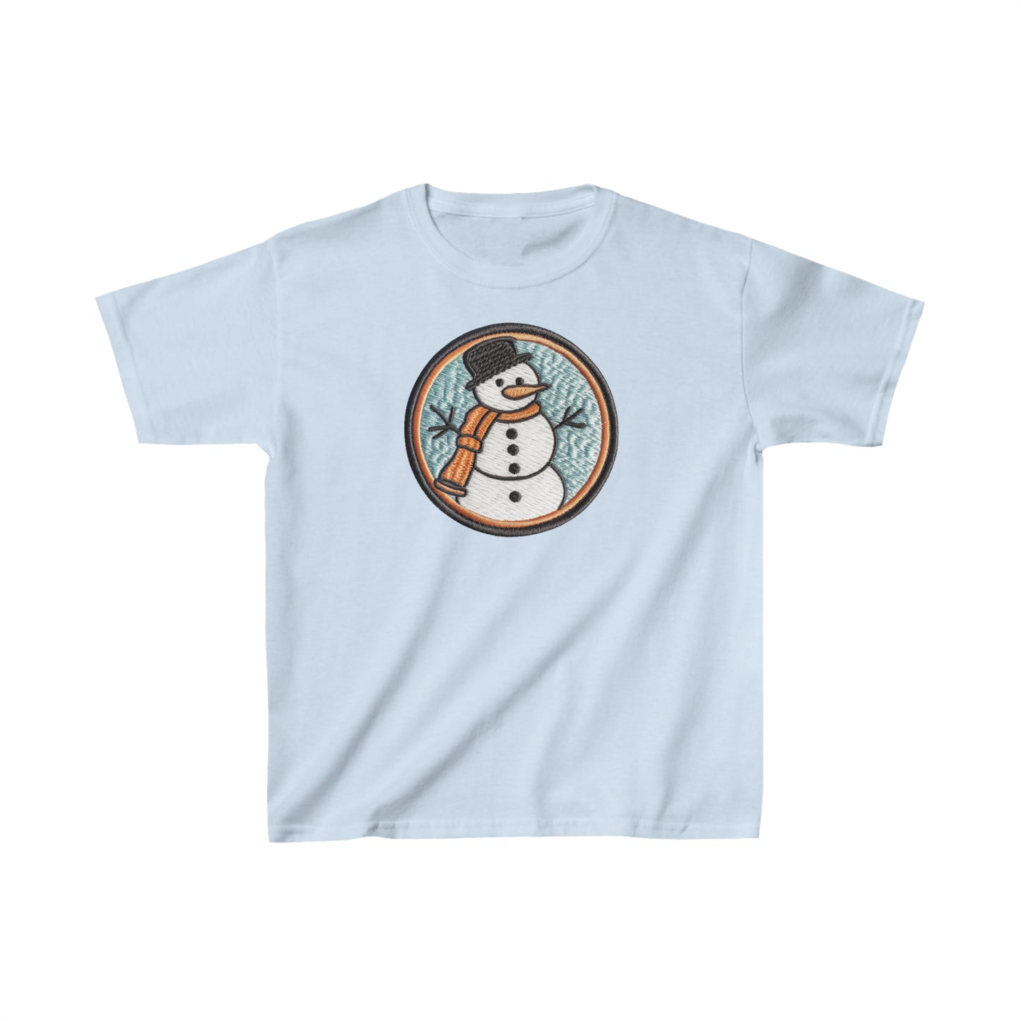 Snowman Embroidered Patch - Chenille Christmas Winter - Kids Heavy Cotton™ Tee