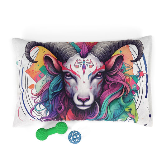 Estilo Chill Capricornio - Diseño de astrología multicolor de líneas finas - Cama para mascotas 