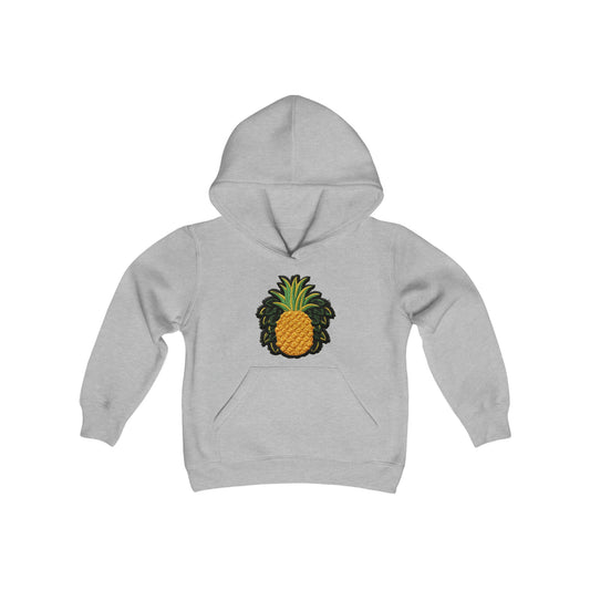 Diseño de parche de chenilla de piña - Sudadera con capucha de mezcla pesada para jóvenes