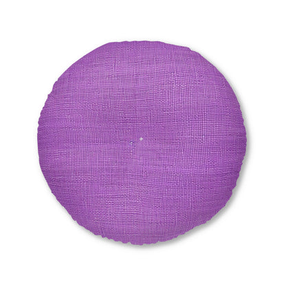 Hyper Iris Orchid Red: Denim-Inspired, Bold Style - Tufted Floor Pillow, Round