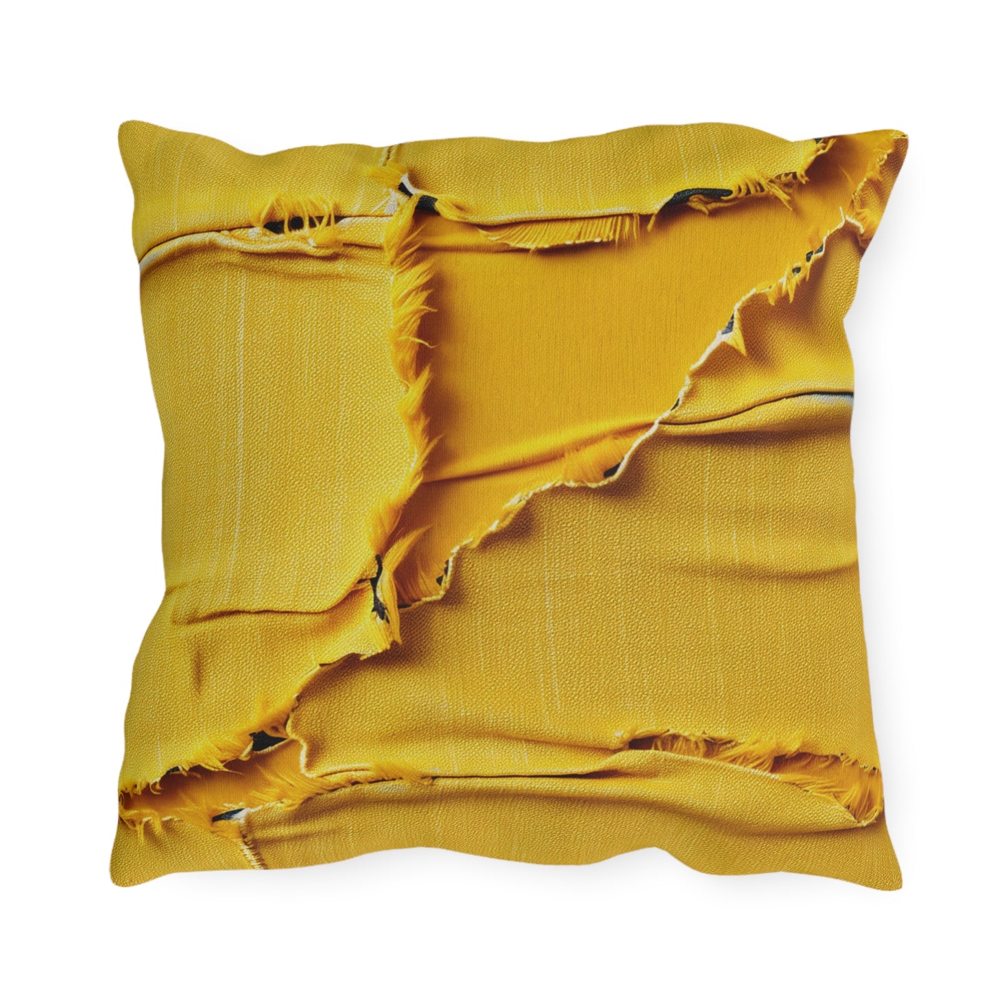 Banana Yellow Lemon: Bold Distressed, Denim-Inspired Fabric - Outdoor Pillows