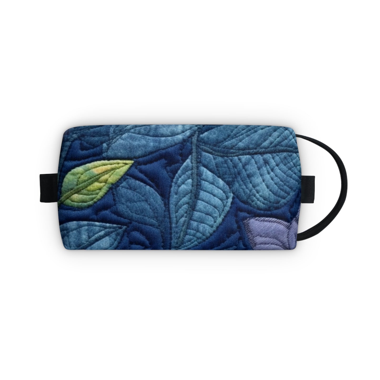 Floral Embroidery Blue: Denim-Inspired, Artisan-Crafted Flower Design - Toiletry Bag