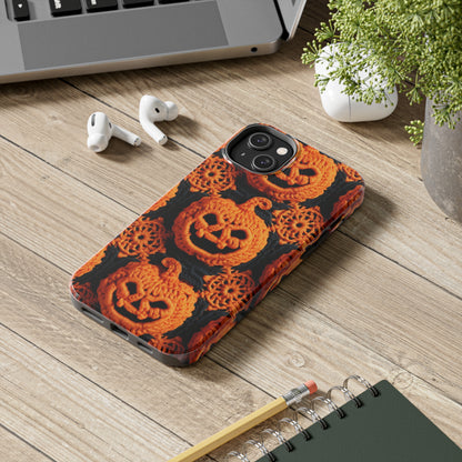 Halloween Crochet Pumpkin Scary Horror Festive Holiday Pattern - Tough Phone Cases