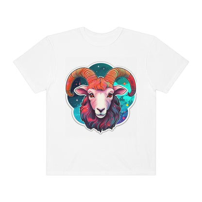 Aries Zodiac Sign - Vivid & Bright Color Cosmic Astrology Symbol - Unisex Garment-Dyed T-shirt