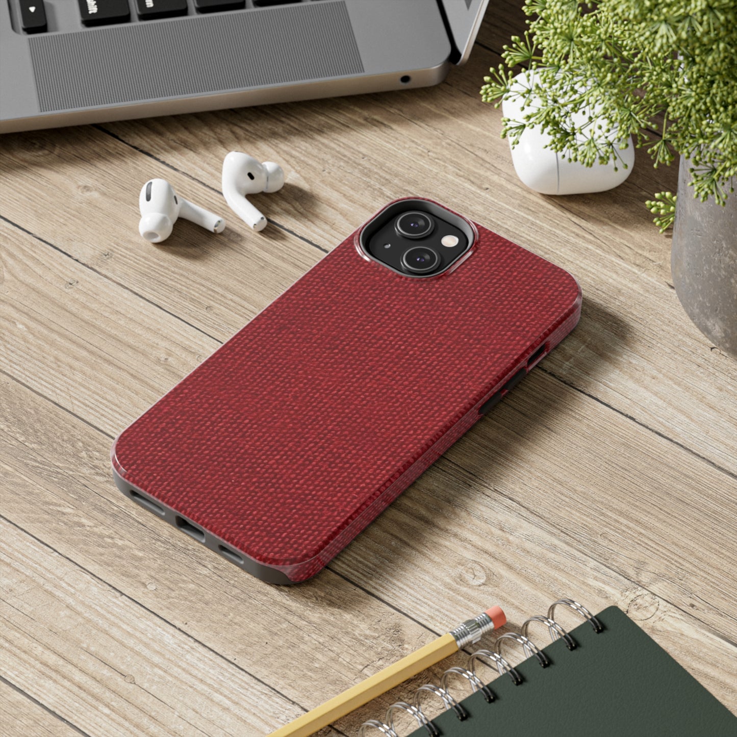 Bold Ruby Red: Denim-Inspired, Passionate Fabric Style - Tough Phone Cases