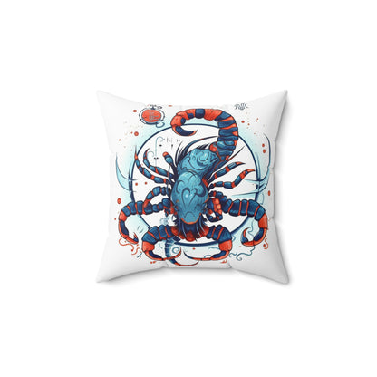 Cute Scorpio Zodiac Sign - Big Claws, Long Tail Cosmic Astrology Symbol - Spun Polyester Square Pillow