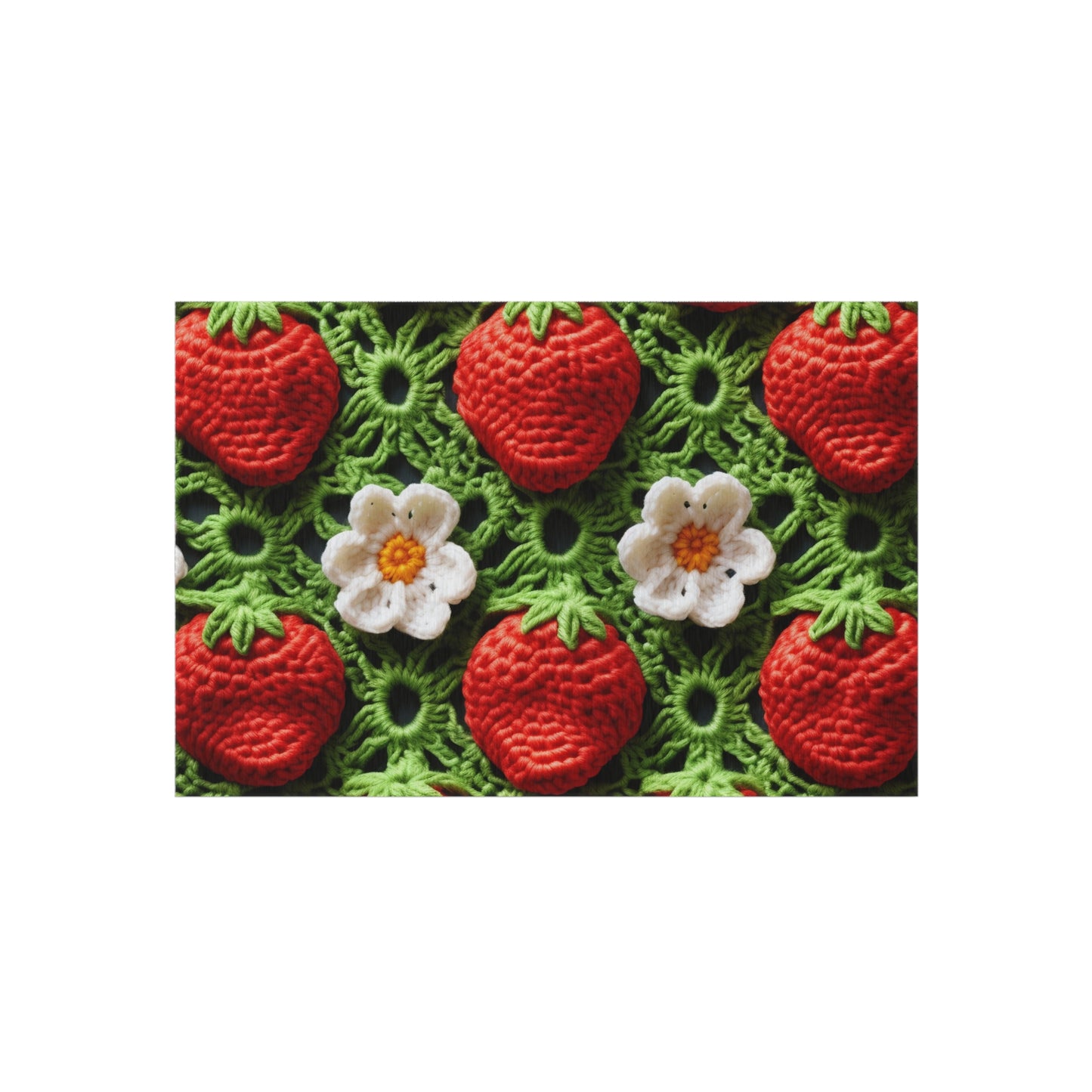 Strawberry Field Crochet - Forever Forest Greens - Fruit Berry Harvest Crop - Outdoor Rug