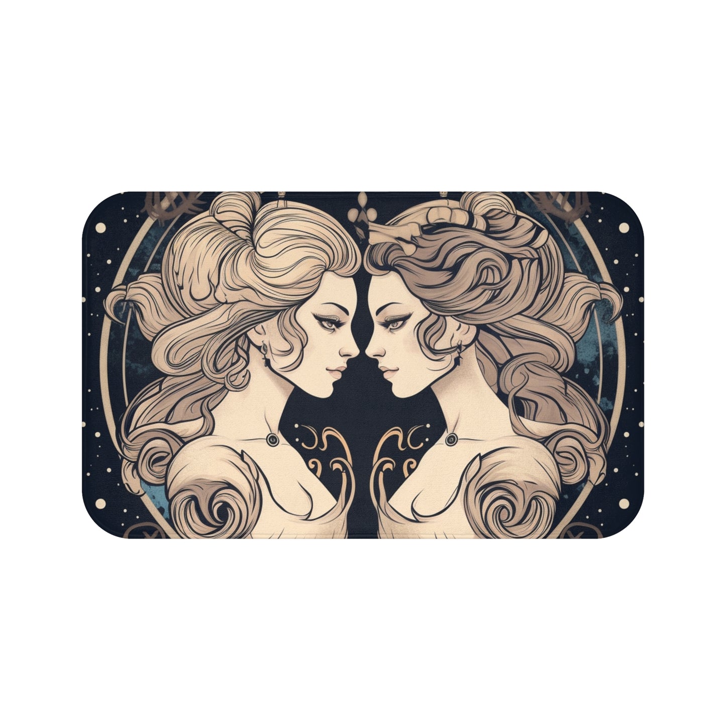 Duality of Gemini - Expressive Twins Zodiac Astrology - Bath Mat