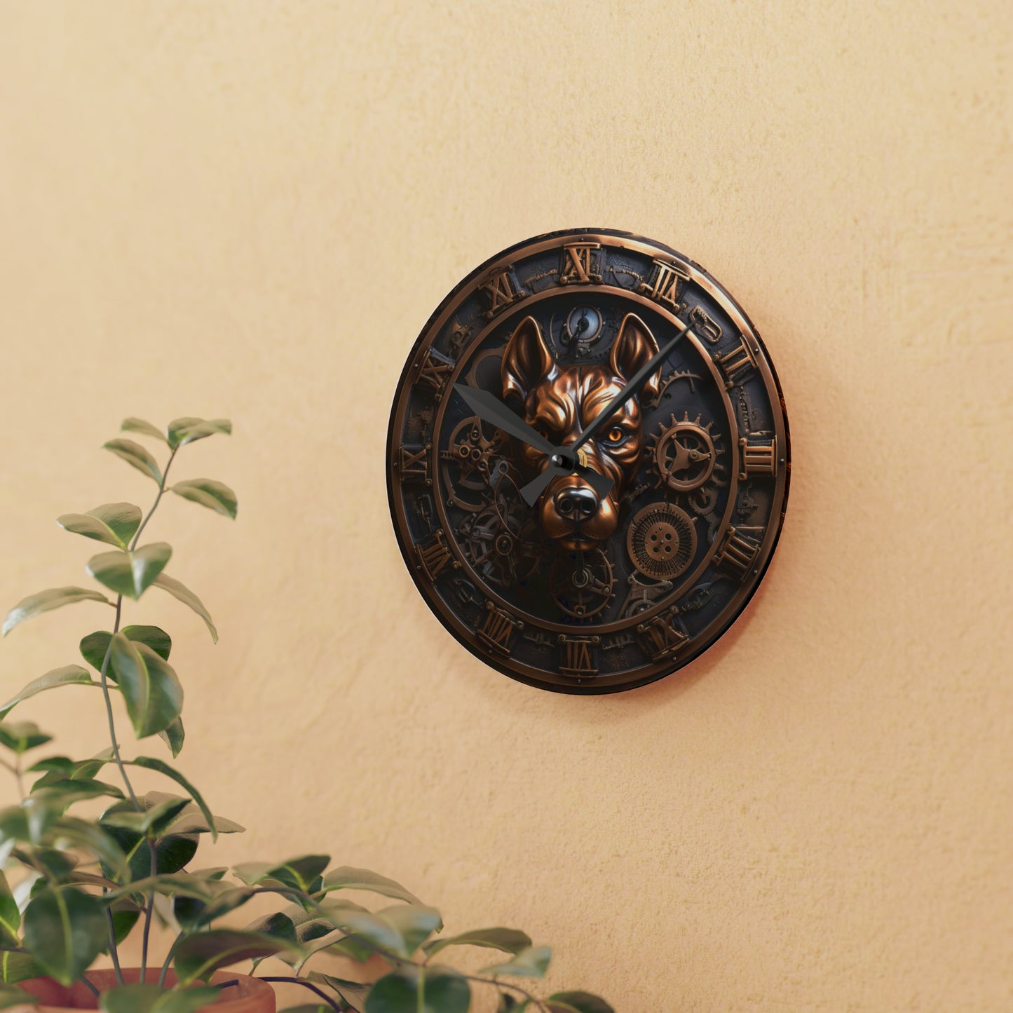 Tough Dog Steampunk Acrylic Wall Clock