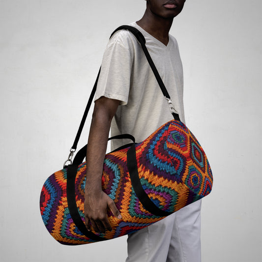 Ganchillo de herencia africana, diseño multicolor vibrante, artesanía étnica - Bolsa de lona 