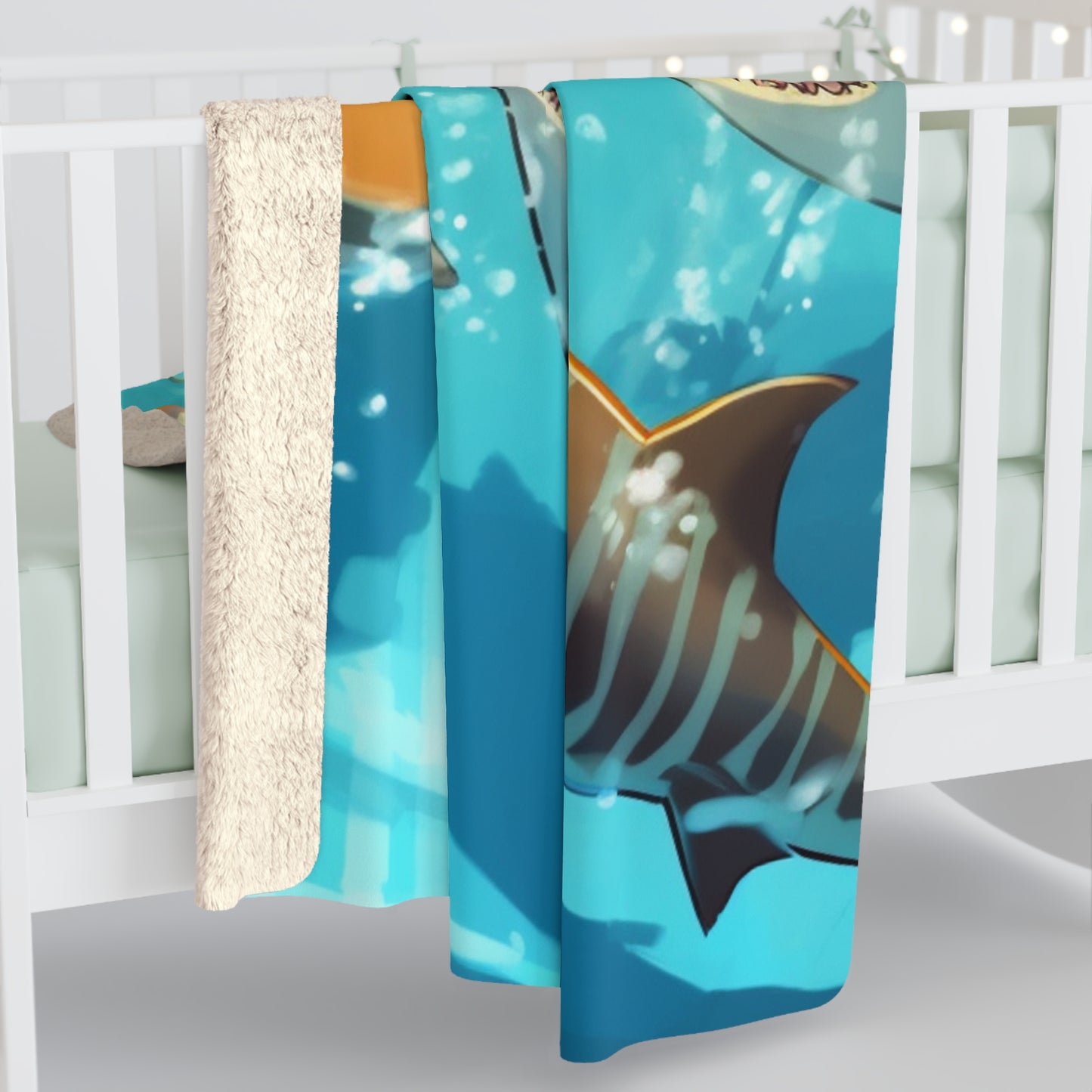 Tiger Shark: Ocean Marine Wildlife - Underwater - Sherpa Fleece Blanket