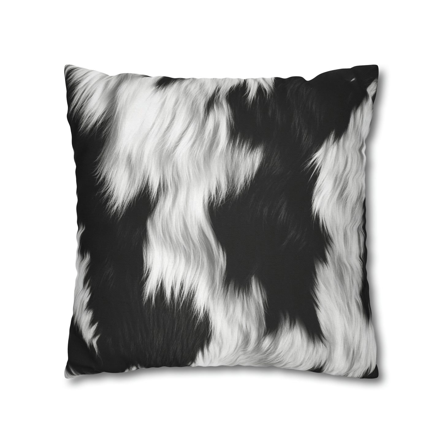 Cowhide on Hair Leather - Black and White - Designer Style - Spun Polyester Square Pillow Case