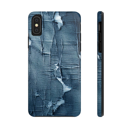 Distressed Blue Denim-Look: Edgy, Torn Fabric Design - Tough Phone Cases