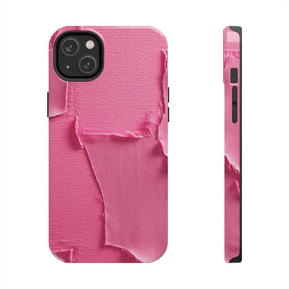 Distressed Neon Pink: Edgy, Ripped Denim-Inspired Doll Fabric - Tough Phone Cases