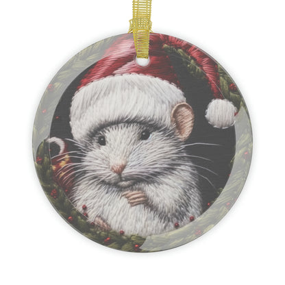 Christmas Mouse in Santa Hat, Festive Holiday Rodent, Winter Creature Design - Glass Ornament Bundles