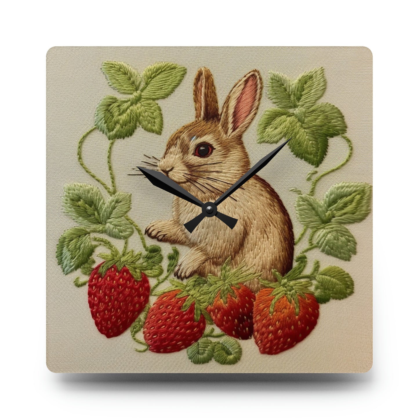 Easter Bunny Rabbit Strawberry Acrylic Wall Clock