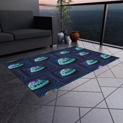 Spaceship UFO Crochet - Galactic Travel Ship - Alien Craft - Flying Saucer - Outdoor Rug