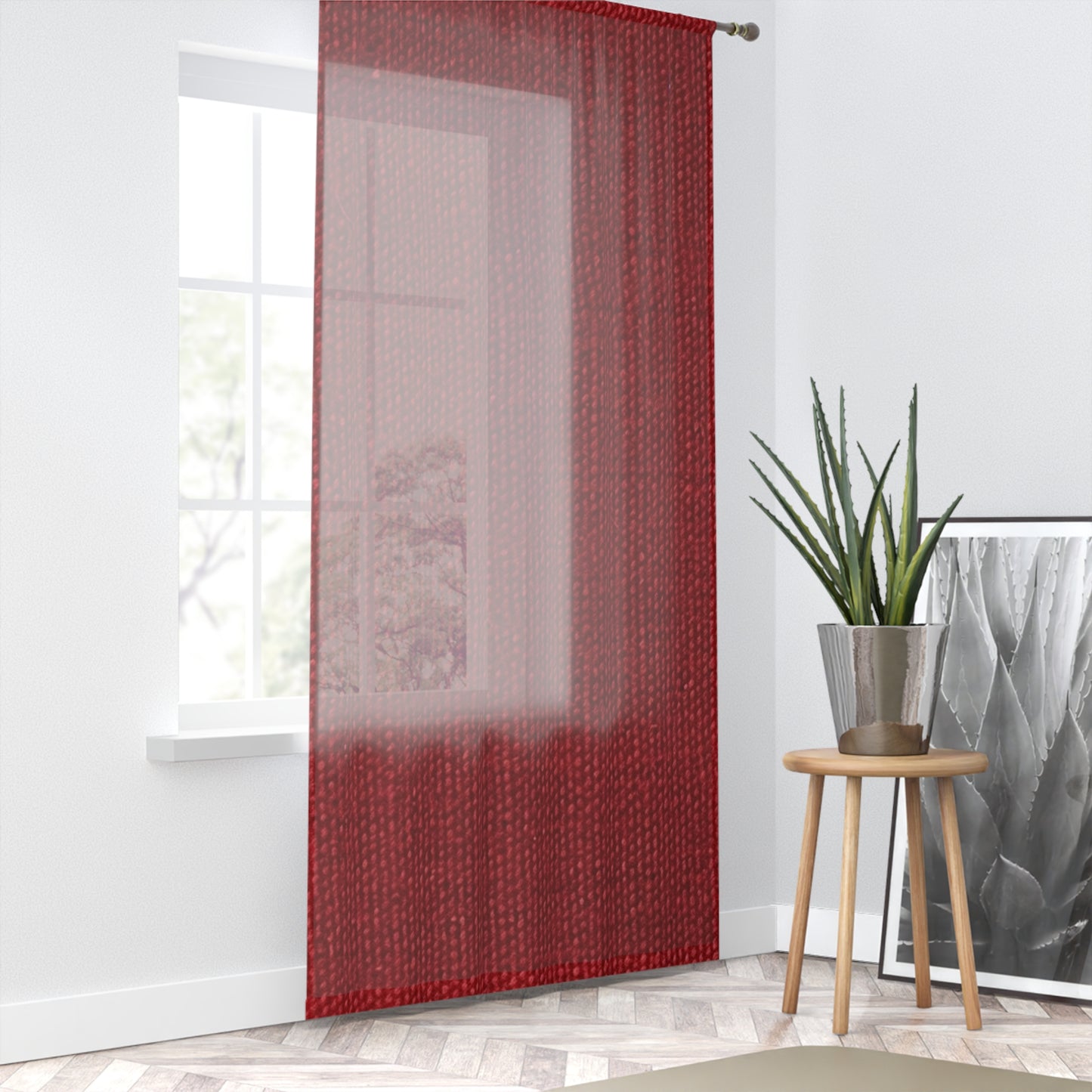 Bold Ruby Red: Denim-Inspired, Passionate Fabric Style - Window Curtain