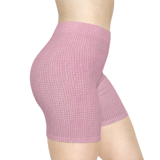 Blushing Garment Dye Pink: Denim-Inspired, Soft-Toned Fabric - Women's Biker Shorts (AOP)