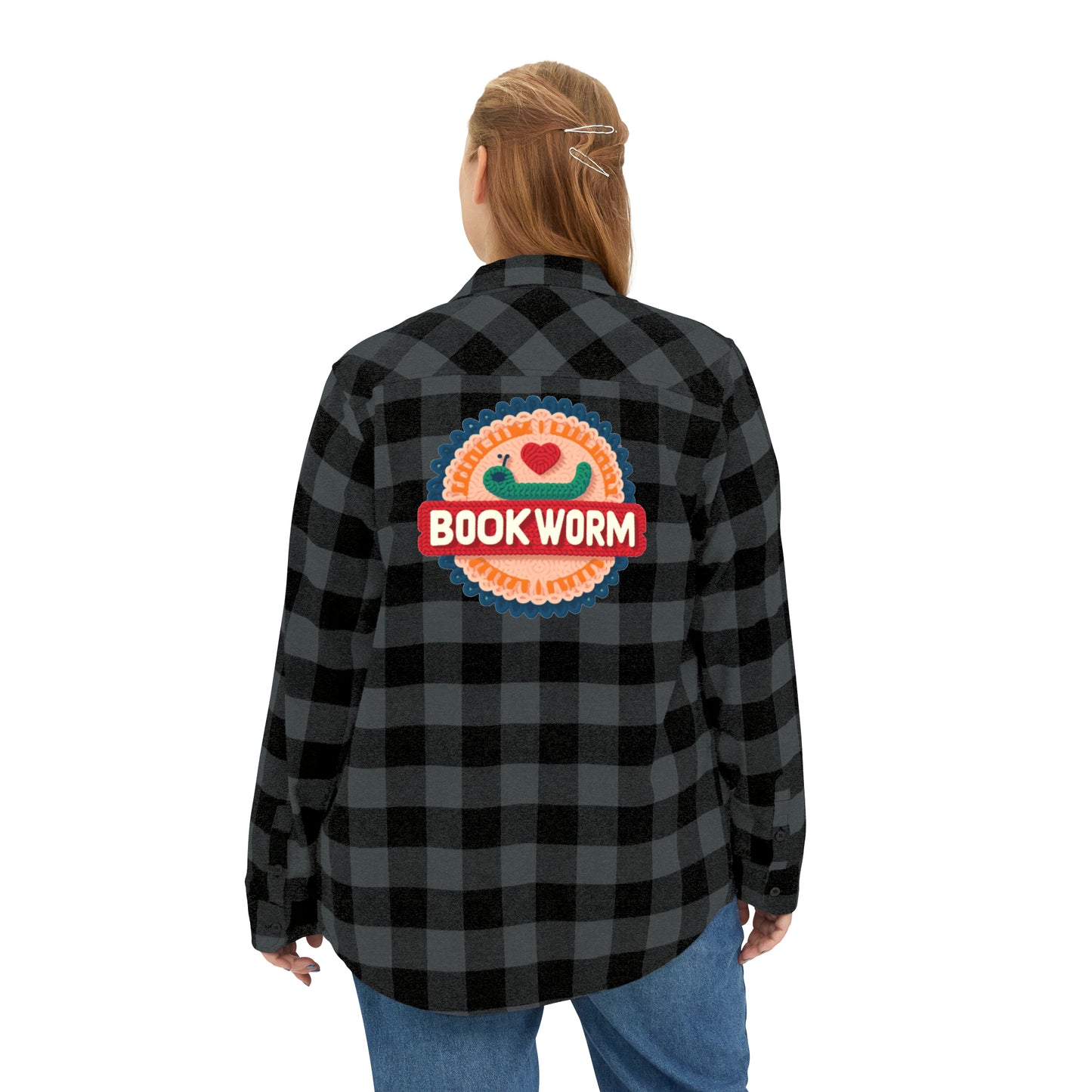 Bookworm Book Lover - Charcoal Black - Unisex Flannel Shirt