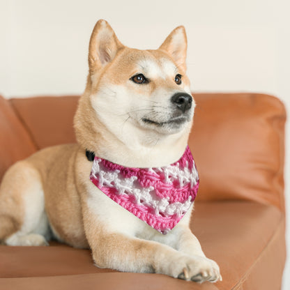 Hot Pink & White Knit, Vibrant Yarn Blend, Modern Chic Texture - Dog, Pet Bandana Collar