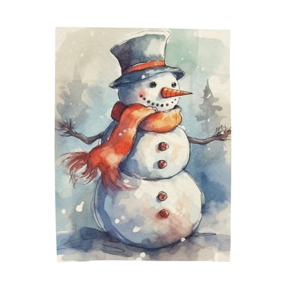 Frosty Winter Snowman Christmas - Velveteen Plush Blanket