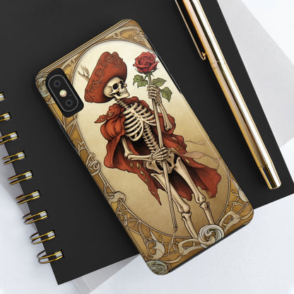 Tarot de cartas de la muerte: esqueleto, rosa y viaje de transformación - Fundas resistentes para teléfonos