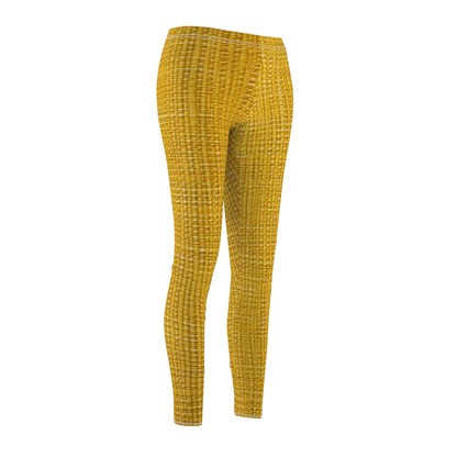 Radiant Sunny Yellow: Denim-Inspired Summer Fabric - Women's Cut & Sew Casual Leggings (AOP)