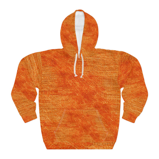 Burnt Orange/Rust: Denim-Inspired Autumn Fall Color Fabric - Unisex Pullover Hoodie (AOP)